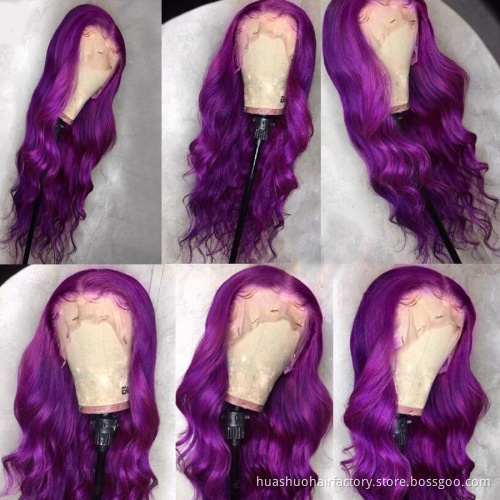 Super Long For Women Highlight Hair Extensions Half Head Curly Fashion Wig,Swiss Private Label Body Wave Purple Lace Front Wig